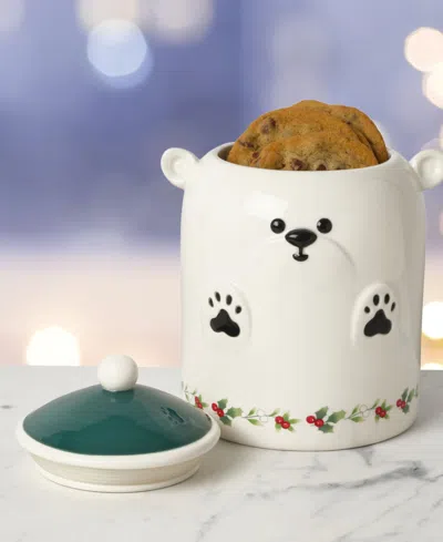 Winterberry Polar Bear Lidded Canister In Multi