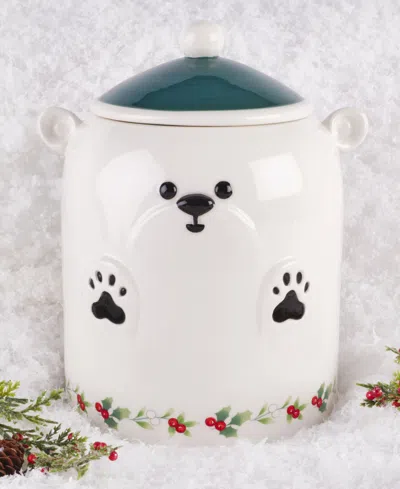 Winterberry Polar Bear Lidded Canister In Multi