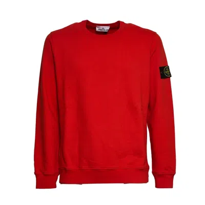 Stone Island Brushed Organic Cotton Fleece Crew Neck Sweatshirt In Red