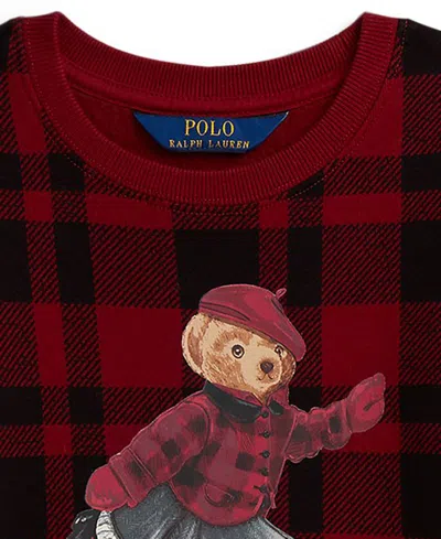 Polo Ralph Lauren Ralph Lauren Plaid Polo Bear Fleece Sweatshirt In Red