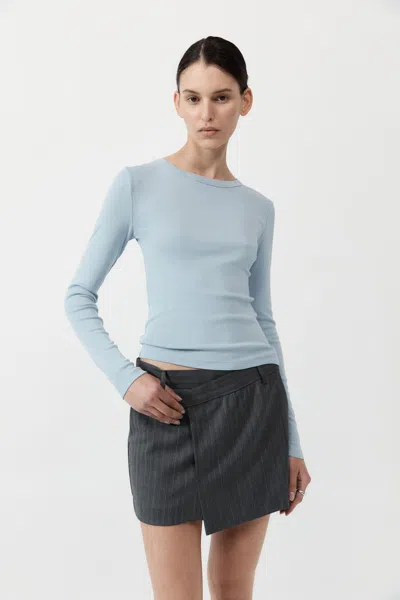 St Agni Organic Cotton Long Sleeve Top In Blue