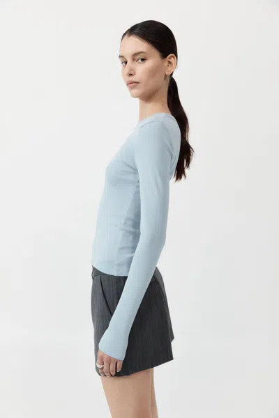 St Agni Organic Cotton Long Sleeve Top In Blue