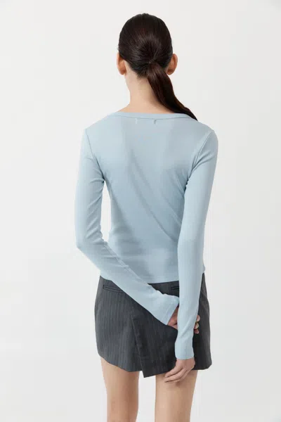 St Agni Organic Cotton Long Sleeve Top In Blue
