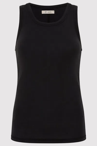 St Agni Organic Cotton Singlet In Black
