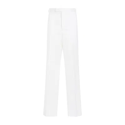 Thom Browne Straight Leg White Cotton Chino Pants In White