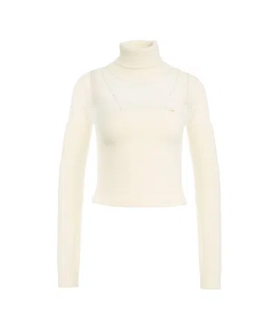 Elisabetta Franchi Layered Turtleneck Sweater In White