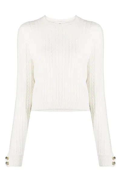 Chiara Ferragni Cropped Cable Knit Sweater In White