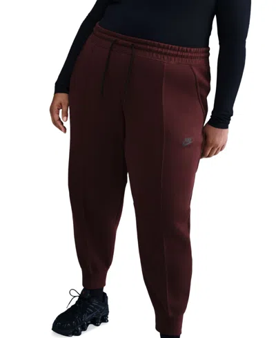 Nike Women's  Sportswear Tech Fleece Mid-rise Jogger Pants (plus Size) In Burgundy