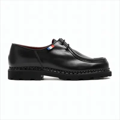 Paraboot Black Leather Loafers With Moc Toe Design In Black