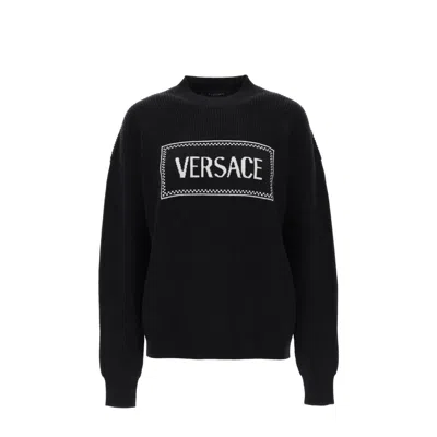Versace Logo Sweater In Black