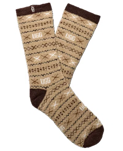 Ugg Leslie Fuzzy Crew Socks In Brown