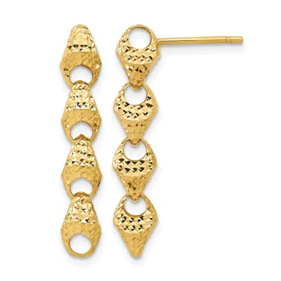 Diamond2deal 14k Yellow Gold Diamond-cut Fancy Link Drop Dangle Earrings In Gold