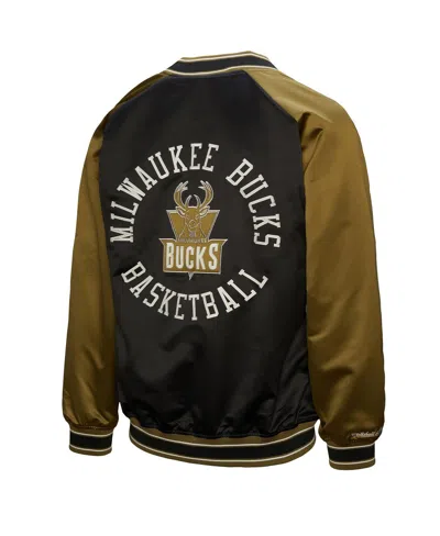 Mitchell & Ness Men's Olive/black Milwaukee Bucks Clutch Satin Raglan Full-snap Jacket In Multi