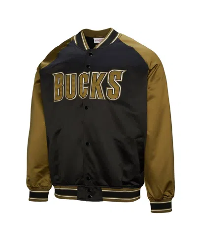 Mitchell & Ness Men's Olive/black Milwaukee Bucks Clutch Satin Raglan Full-snap Jacket In Multi