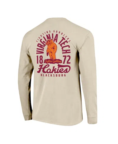 Image One Men's Natural Virginia Tech Hokies Comfort Colors Mascot Overlay Long Sleeve T-shirt In Neutral
