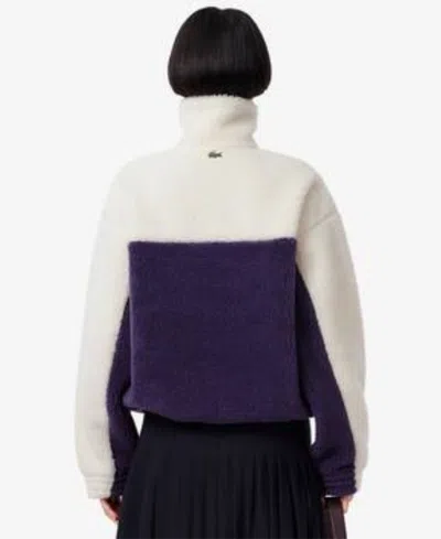 Lacoste Usa Women's Oversized Colorblock Half Zip Jacket In Purple