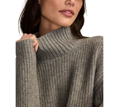 Lucky Brand Women's Ribbed Mock-neck Sweater In Gray