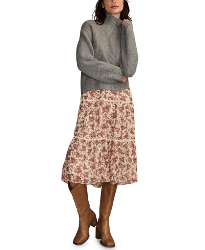 Lucky Brand Women's Ribbed Mock-neck Sweater In Gray