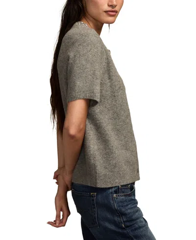 Lucky Brand Women's Embellished Collar Cardigan Sweater In Gray