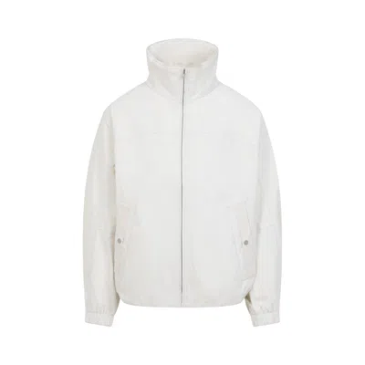 Mordecai High Collar White Jacket With Relaxed Fit In White