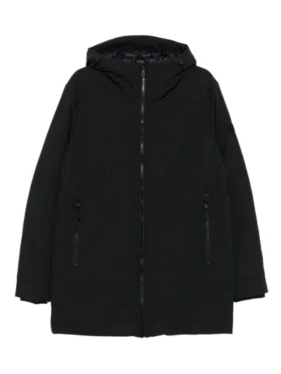 Peuterey Black Coat With Hood And Zippered Pockets In Black