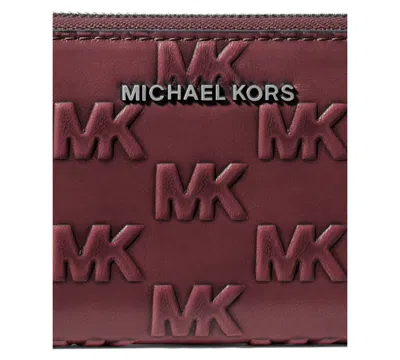 Michael Kors Jet Set Zip Around Card Case Wallet In Burgundy