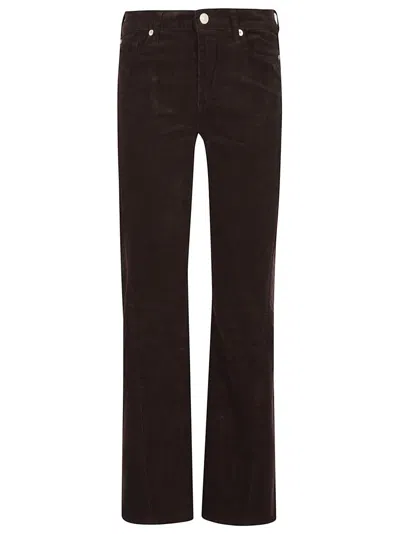 7 For All Mankind Twisted Dojo Tailorless Flare Leg Pants In Corduroy Coffee In Burgundy