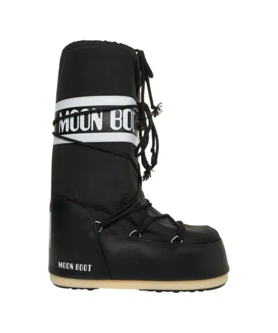 Moon Boot Icon Shell And Faux Leather Snow Boots In Black