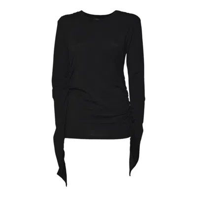 Our Legacy Long-sleeve Fitted Black Sweater With Ruched Detailing In Black