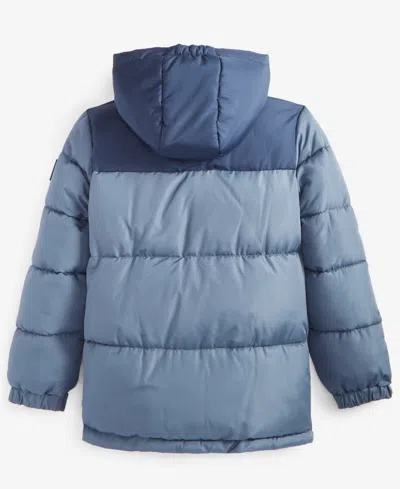 Reebok Toddler And Little Boys Contrast Yoke Promo Long Sleeve Puffer Jacket In Blue