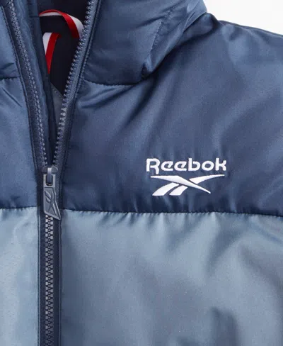 Reebok Toddler And Little Boys Contrast Yoke Promo Long Sleeve Puffer Jacket In Blue