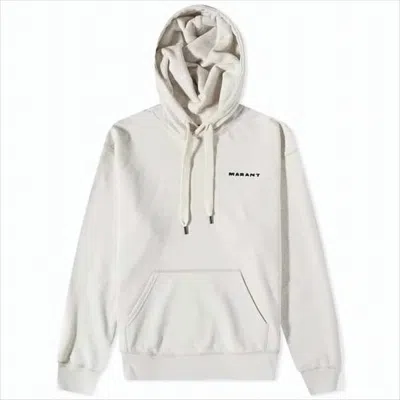 Isabel Marant Heathered Fabric Hoodie With Minimalist Logo In White