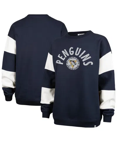 47 Brand Women's Navy Pittsburgh Penguins Eephus Barred Pullover Sweatshirt In Blue