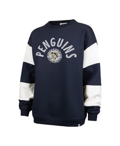 47 Brand Women's Navy Pittsburgh Penguins Eephus Barred Pullover Sweatshirt In Blue