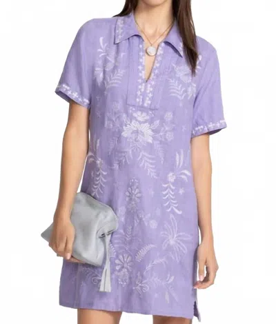 Johnny Was Linen Henley Collared Dress Winona In Persian Violet In Purple
