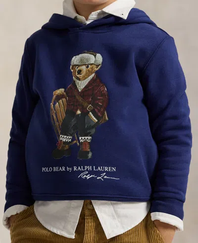 Polo Ralph Lauren Boys Polo Bear Fleece Hoodie In Blue