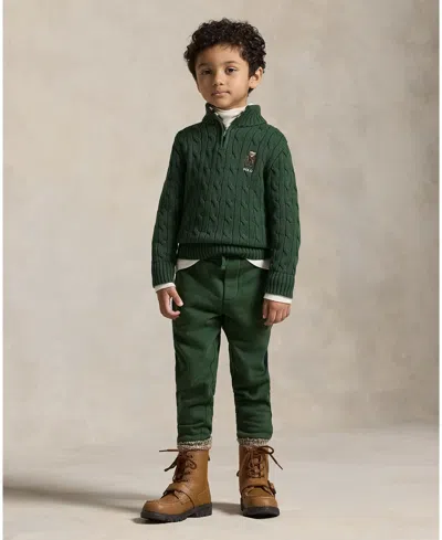 Polo Ralph Lauren Ralph Lauren Plaid-trim Fleece Jogger Pant In Green