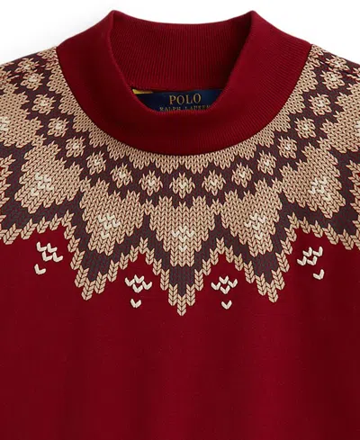 Polo Ralph Lauren Girls 7-16 Fair Isle Boxy Long Sleeve Sweatshirt In Brown