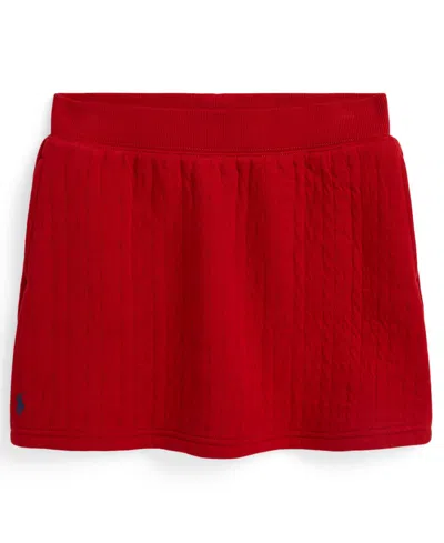 Polo Ralph Lauren Girls 7-16 Quilted Cable-motif Skirt In Red