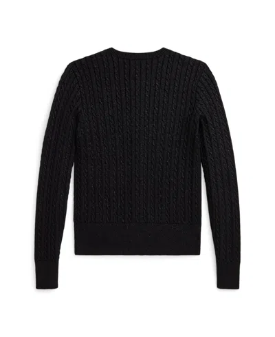 Polo Ralph Lauren Big Girls Metallic Cable Cotton-blend Cardigan Sweater In Black