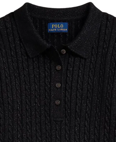 Polo Ralph Lauren Girls 2t-6x Mini-cable Polo Sweater Dress In Black