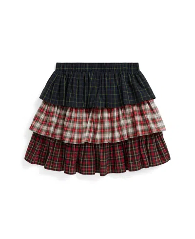 Polo Ralph Lauren Girls 7-16 Plaid Tiered Poplin Skirt In Brown