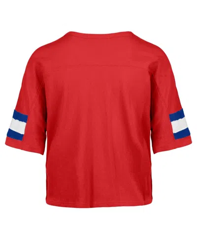 47 Brand Women's Red Houston Oilers Gridiron Classics Double Header Scout Cropped V-neck T-shirt In Red