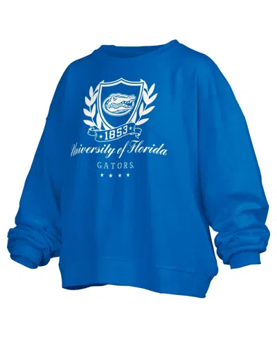 Pressbox Women's Royal Florida Gators Big Aug Script Janice Oversized Pullover Sweatshirt In Blue