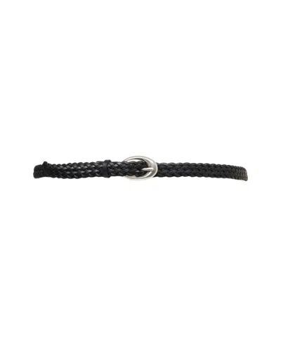 Orciani Braided Leather Belt With Rounded Metal Buckle In Black