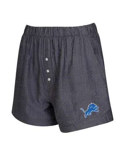 Concepts Sport Women's 2-pack Charcoal Detroit Lions Stripes And Solids Boxer Shorts Set In Gray