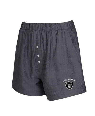 Concepts Sport Women's 2-pack Charcoal Las Vegas Raiders Stripes And Solids Boxer Shorts Set In Gray