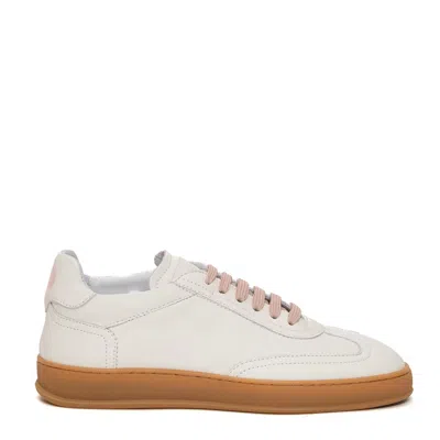 Soldini White Leather Sneakers In White