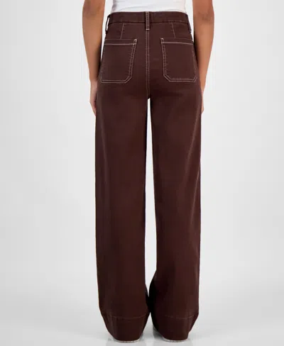 Celebrity Pink Women's High-rise Patch-pocket Wide-leg Pants In Brown