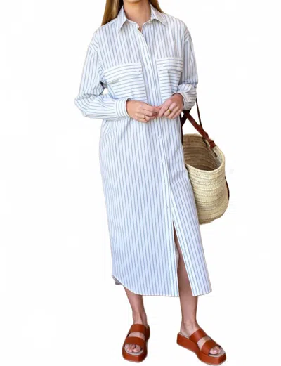 Emerson Fry Oversize Pocket Shirtdress In Atlantic In Blue